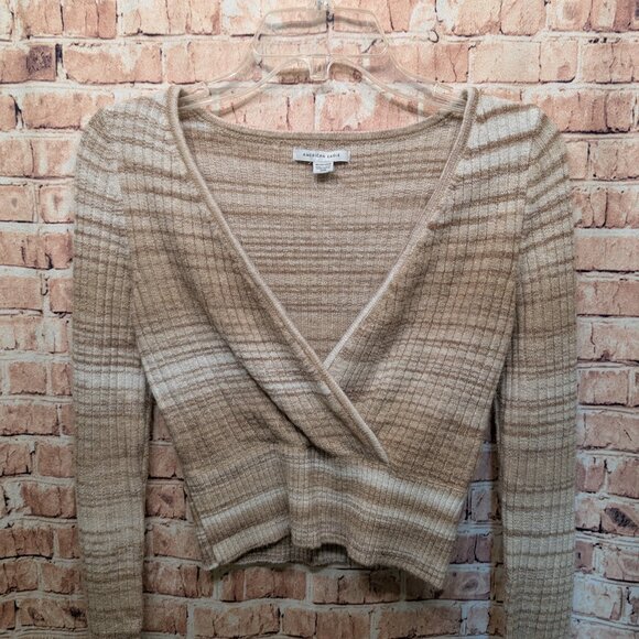 American Eagle Sweater Long Sleeve Cropped Wrap Knit Size XS - Picture 3 of 12